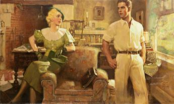 RALPH PALLEN COLEMAN (1892 - 1968) Couple in living room.                                                                                        